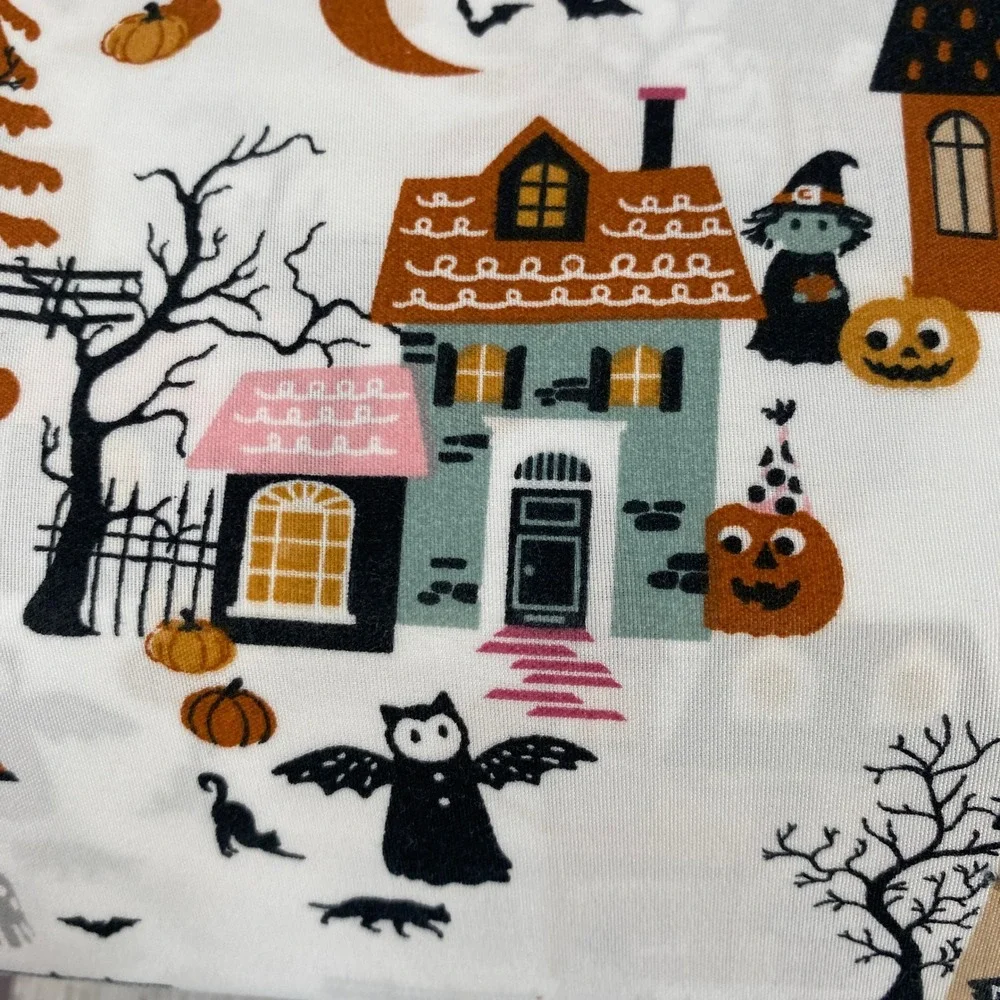 Envogue Sheet Set FULL Halloween Haunted House White Orange Spooky Ghost Bat